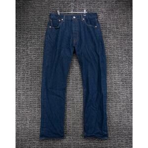 Levis 501 Jeans Mens 34x34 (Tag 35x36) Blue Straight Leg Button Fly Cotton Denim